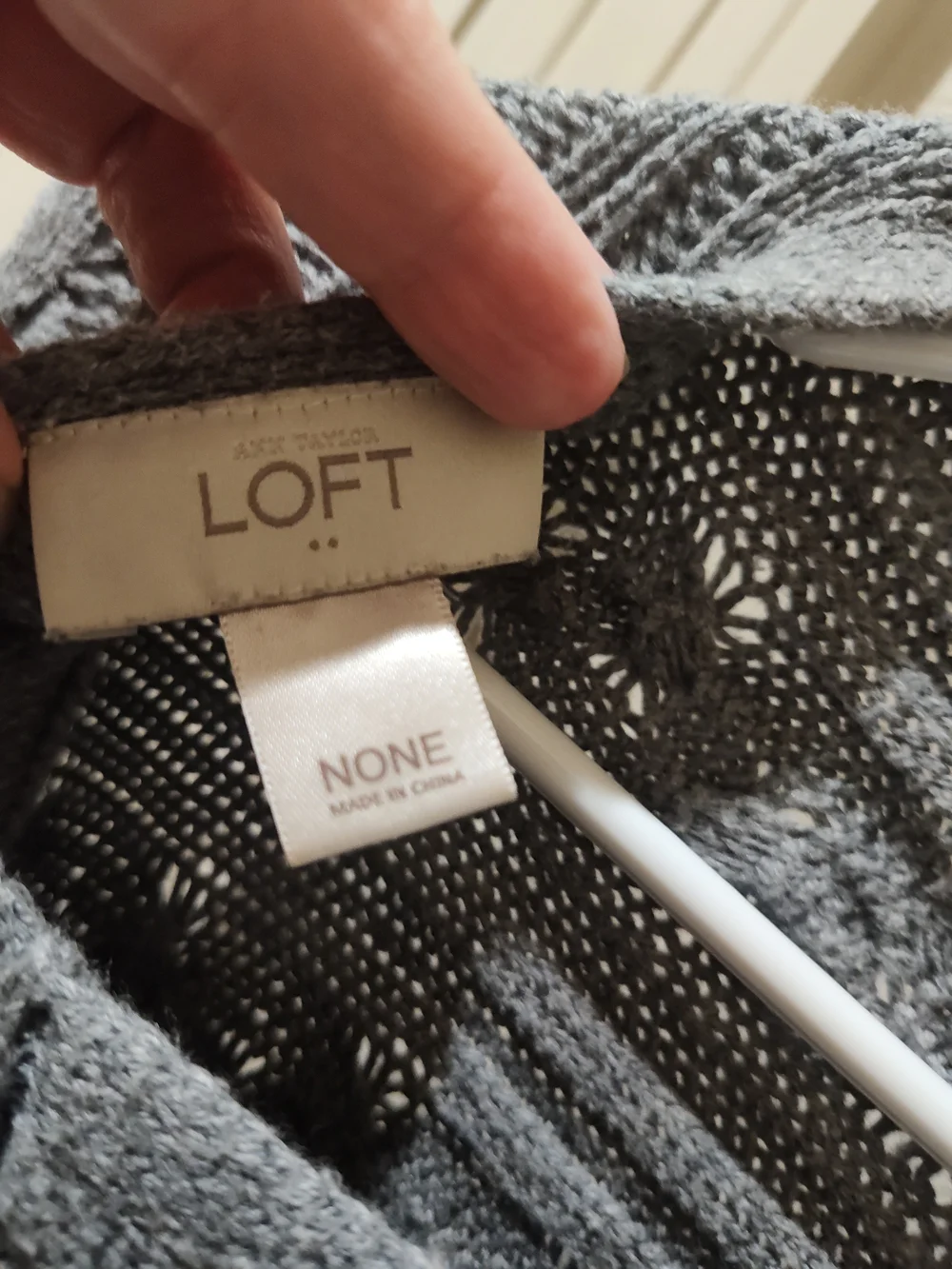 LOFT Gray Cable-Knit Asymmetric Poncho Sweater One Size